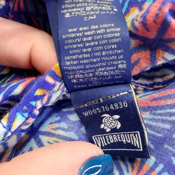 VILEBREQUIN Geometric Cotton Shirtdress Womens L Multi Turtle Shell Print Resort - Picture 14 of 16